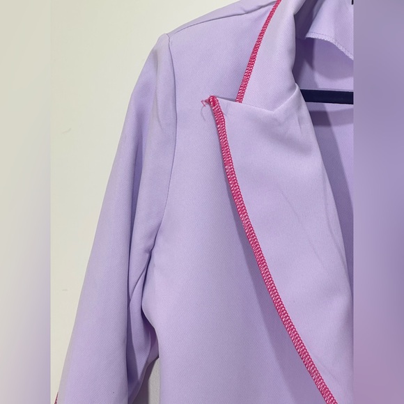 Purple One Button Tuxedo Blazer w/pink outside trim stitching size small - Picture 3 of 7